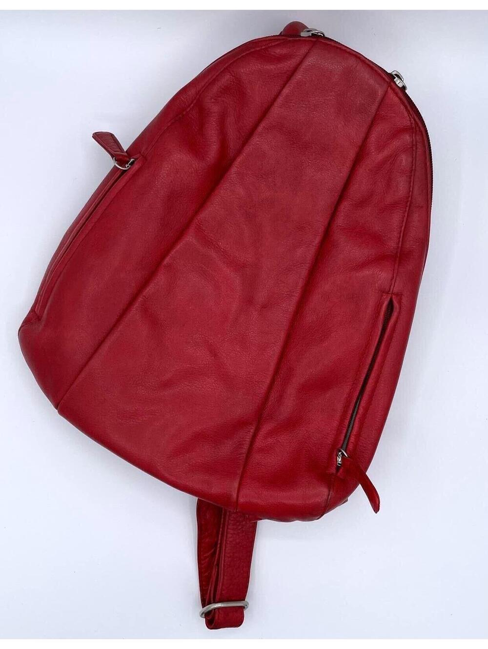Marley Red Leather Backpack Purse Women’s Convertible Shoulder Bag Zip Pockets